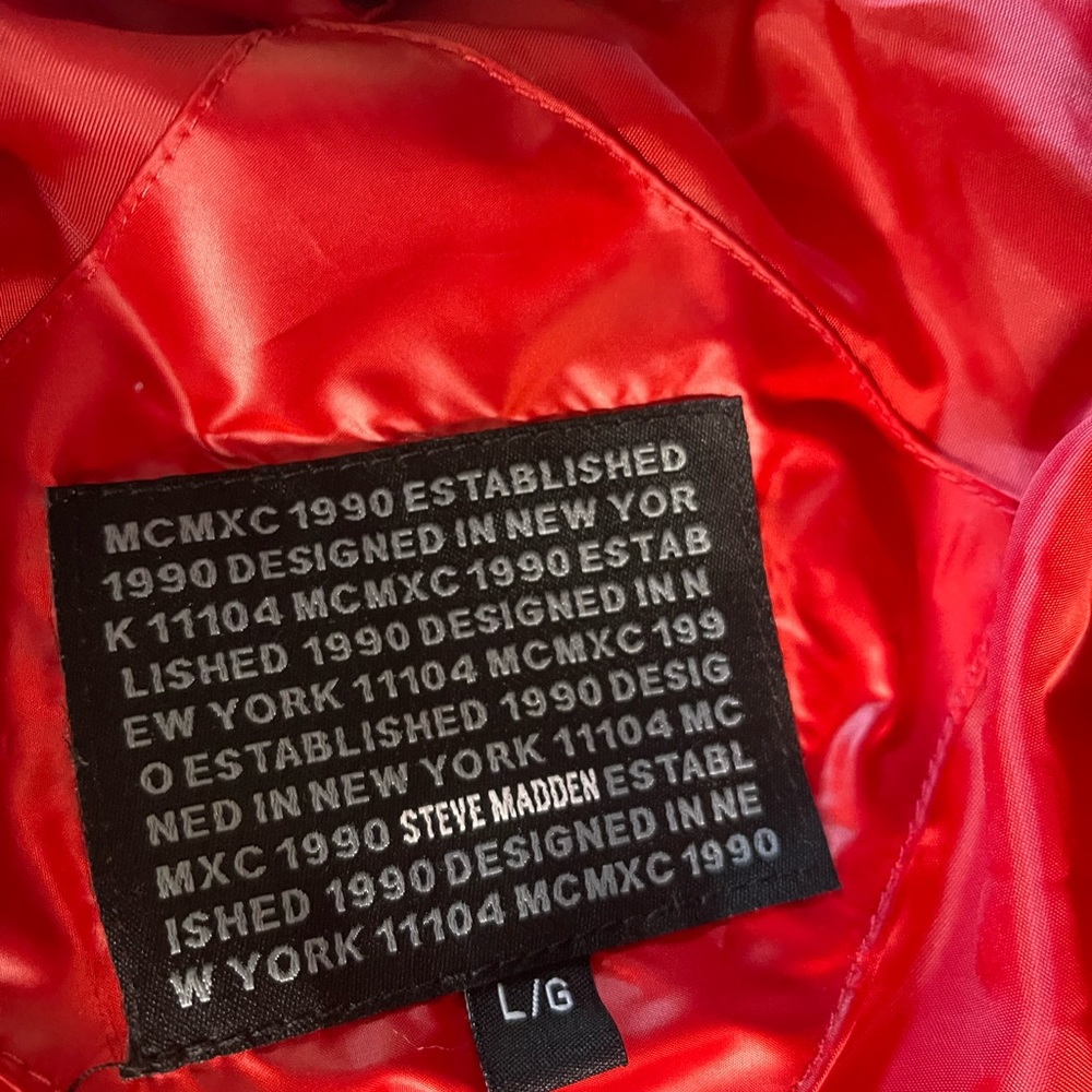 Steve Madden LG red jacket. Brand new, never used.